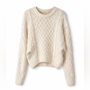 Pink Rose Textured Knit Sweater in Cream